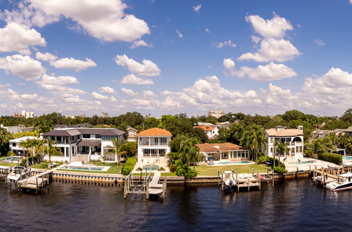 Scenic Davis Islands neighborhood with lush greenery and luxury residences in Tampa Bay