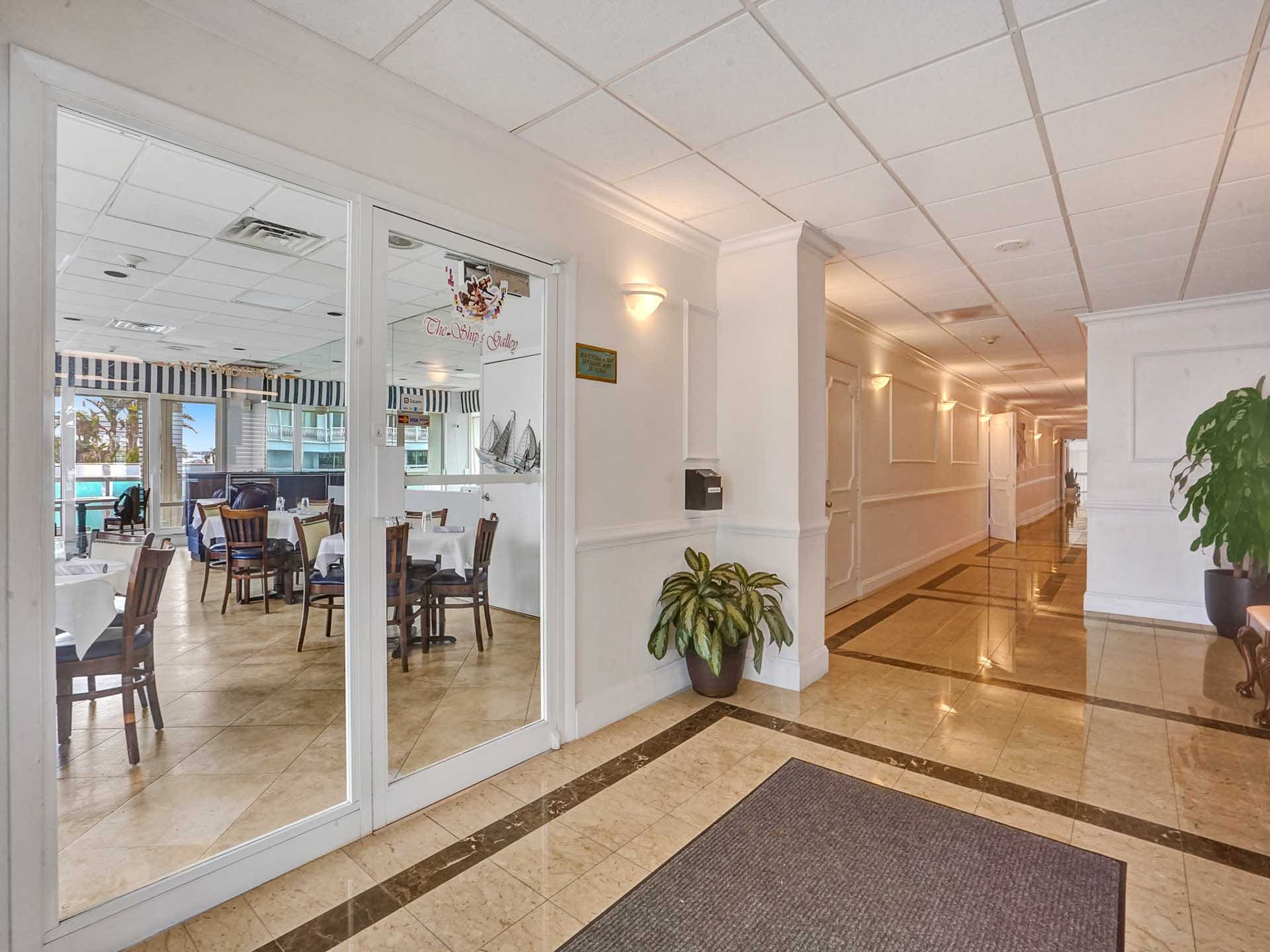 Enjoy convenient dining at The Ship's Galley, the exclusive on-site restaurant for residents of Point of Americas.