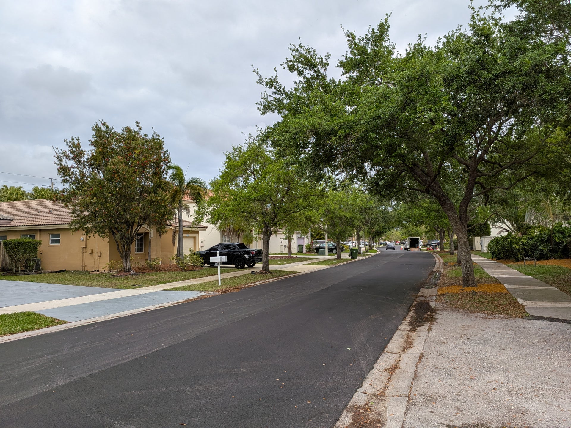 Entering the Crystal Pointe enclave, where manicured palms and wide boulevards define the neighborhood's executive feel.