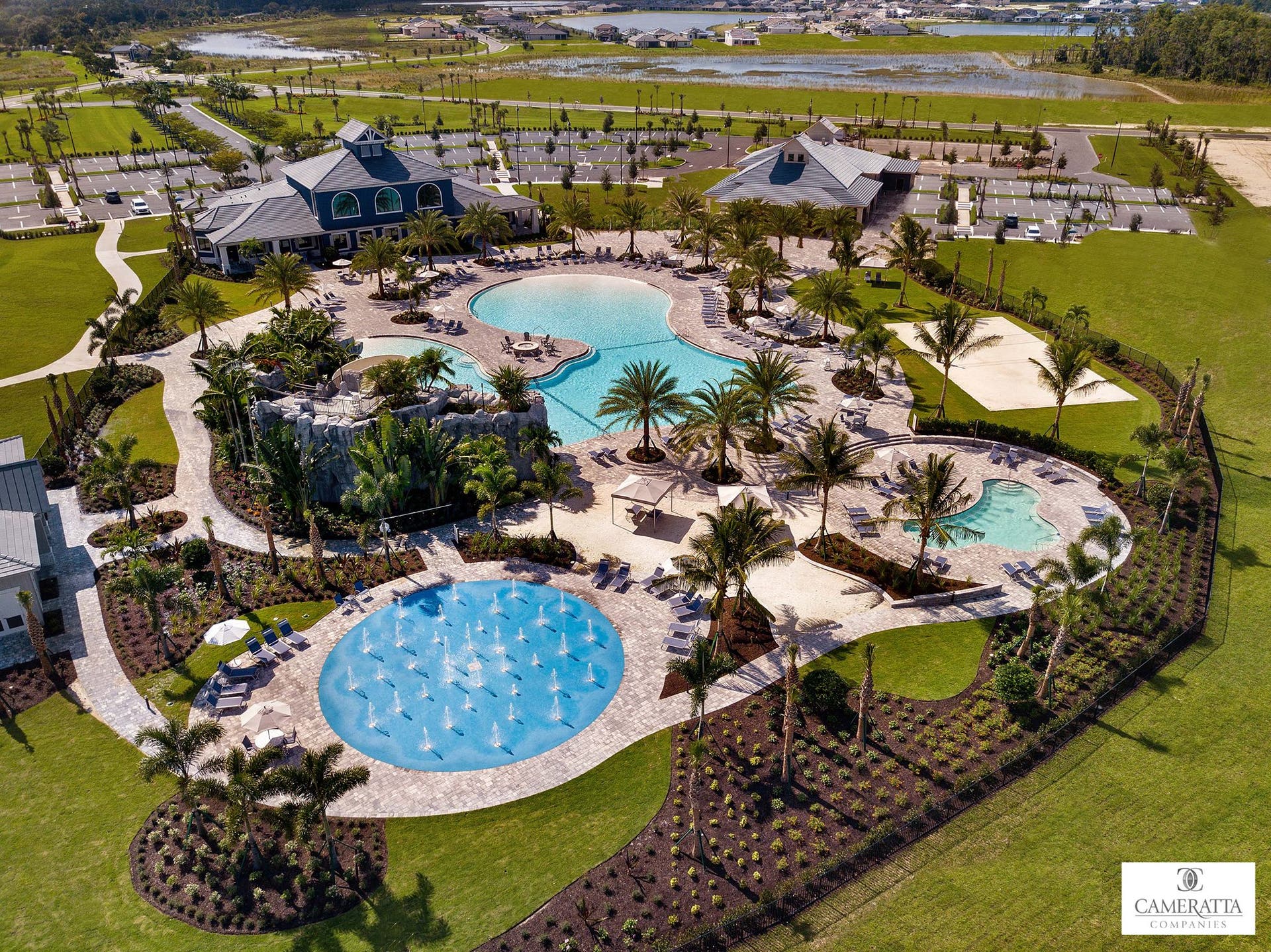 The Place at Corkscrew gated community in Estero Florida with resort-style pool and clubhouse