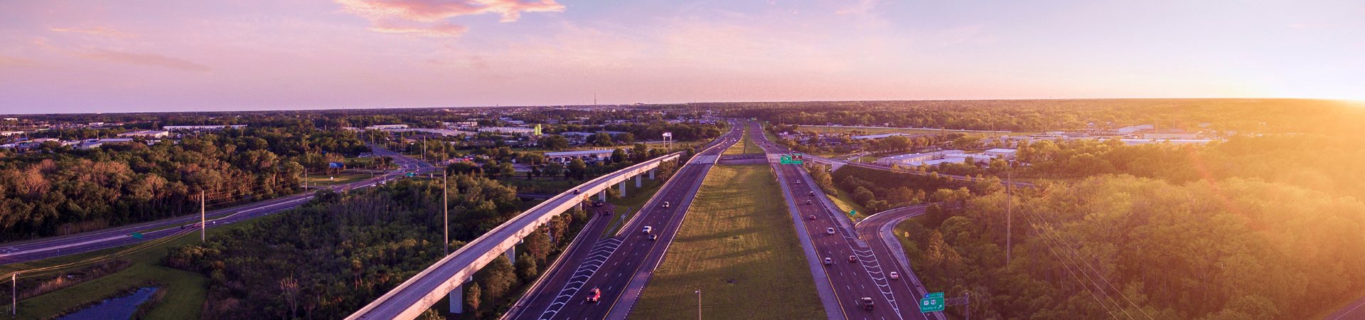 Florida highway at sunrise