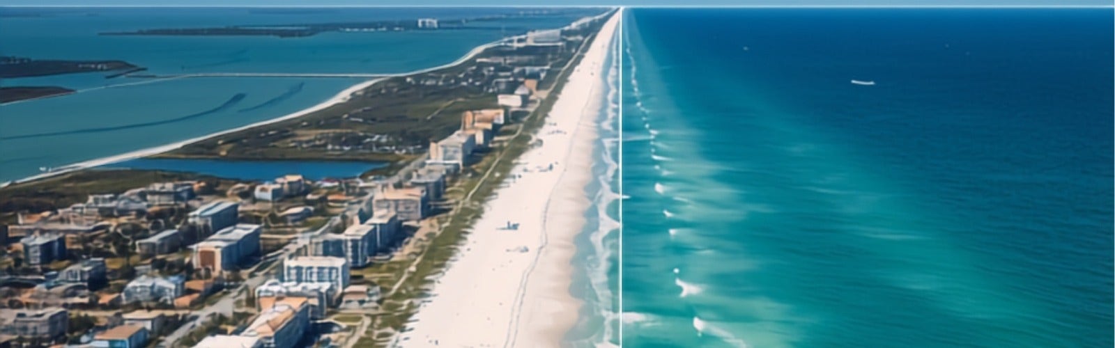 The white-sand Gulf shoreline of Florida's Emerald Coast in the Pensacola-to-Destin corridor.
