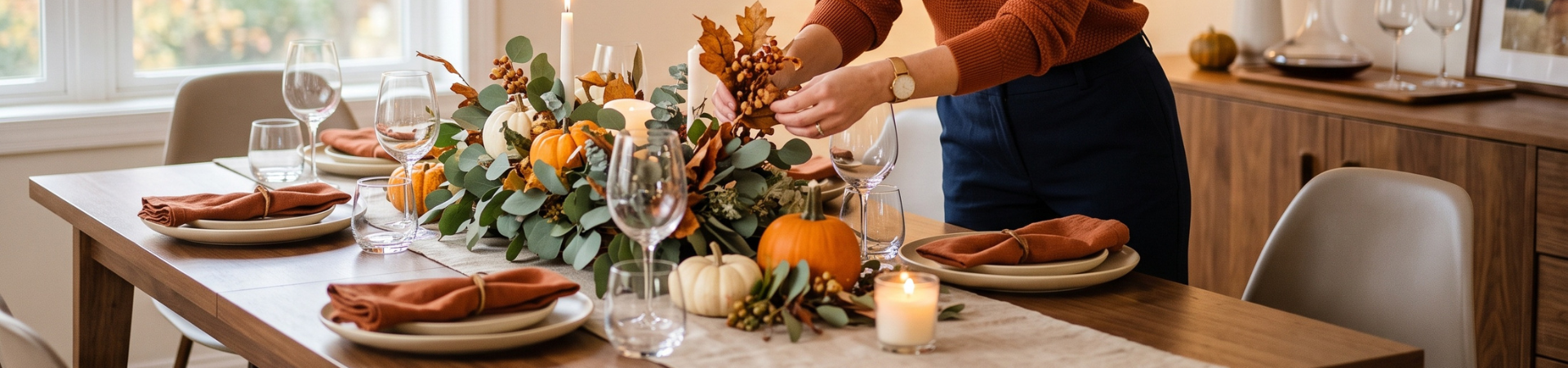 woman setting table