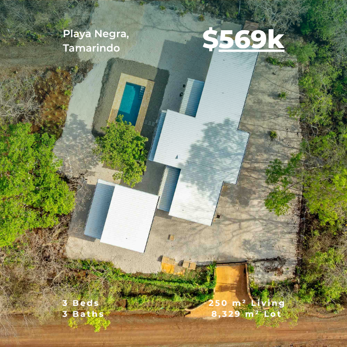 Aerial view of contemporary home in Playa Negra