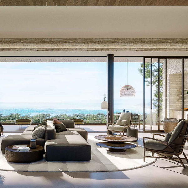 Bright dining and living room in a luxury home in Guanacaste.