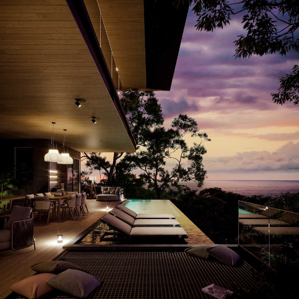 spacious living room with panoramic ocean view in Guanacaste.